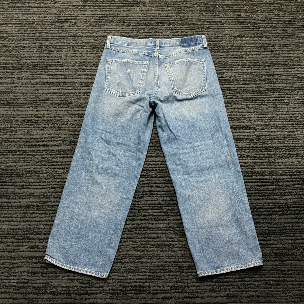 Amo Size 28 Lightwash Billie Distressed Crop Wide Mid Rise Straight Leg Jeans - Picture 2 of 9